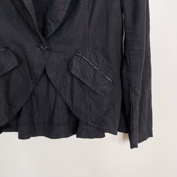Free People Linen Blend Blazer Black XSmall XS Single Button Casual Lightweight - Picture 4 of 9